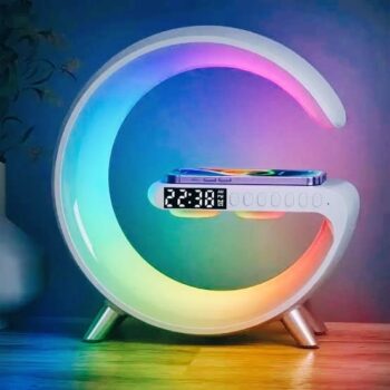 5IN1 Smart wireless Charger Table Lamp Bluetooth Speaker Alarm Clock RGB Colorful Atmosphere Lights